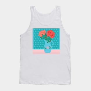 Vase Roses Floral Bouquet Tank Top